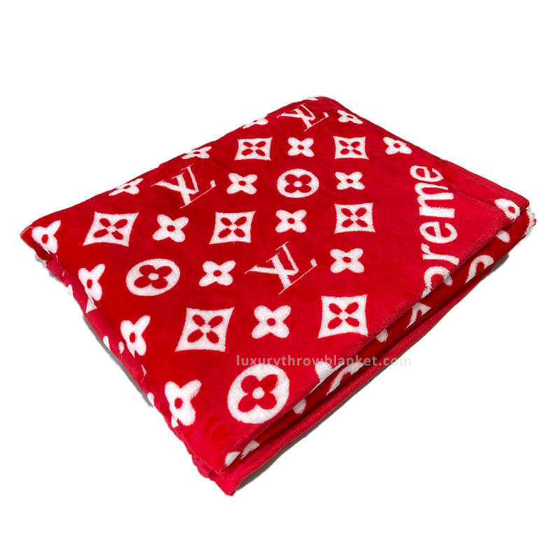 Elevate Your Comfort with the Stylish Red LV Fleece Throw Blanket