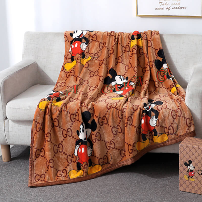 Mickey Mouse Gucci Blanket,brown throws