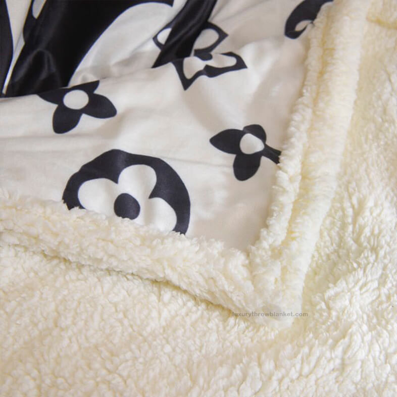 Louis Vuitton White Logo Brown Blanket Fleece Home Decor Special