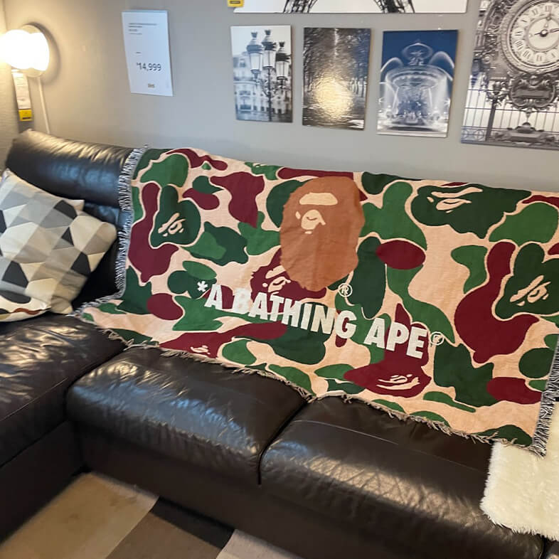 Bape throw blankets,camo sofa blankets