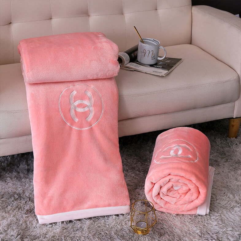pink chanel throw blanket