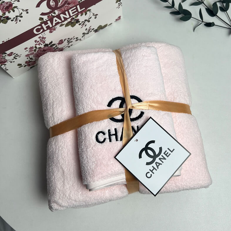 Auth Chanel Large Blanket Bath Towel Black Wool Stall Cushion Size  77.1"×50.3"