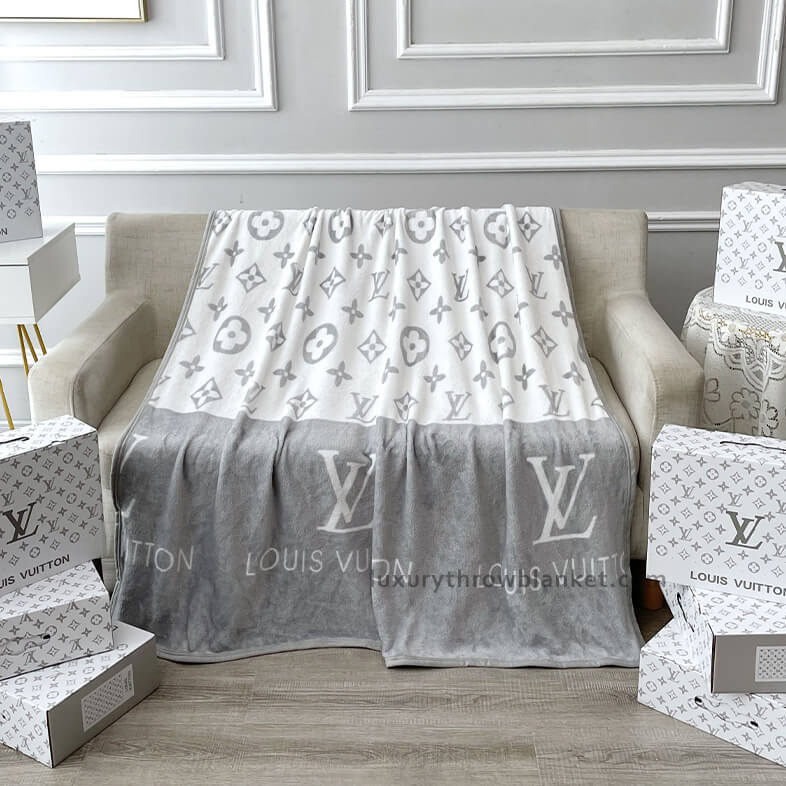 Louis Vuitton Big Logo Center Grey Monogram Luxury Brands Blanket
