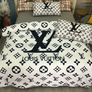 Louis Vuitton four pieces blue white bedding set