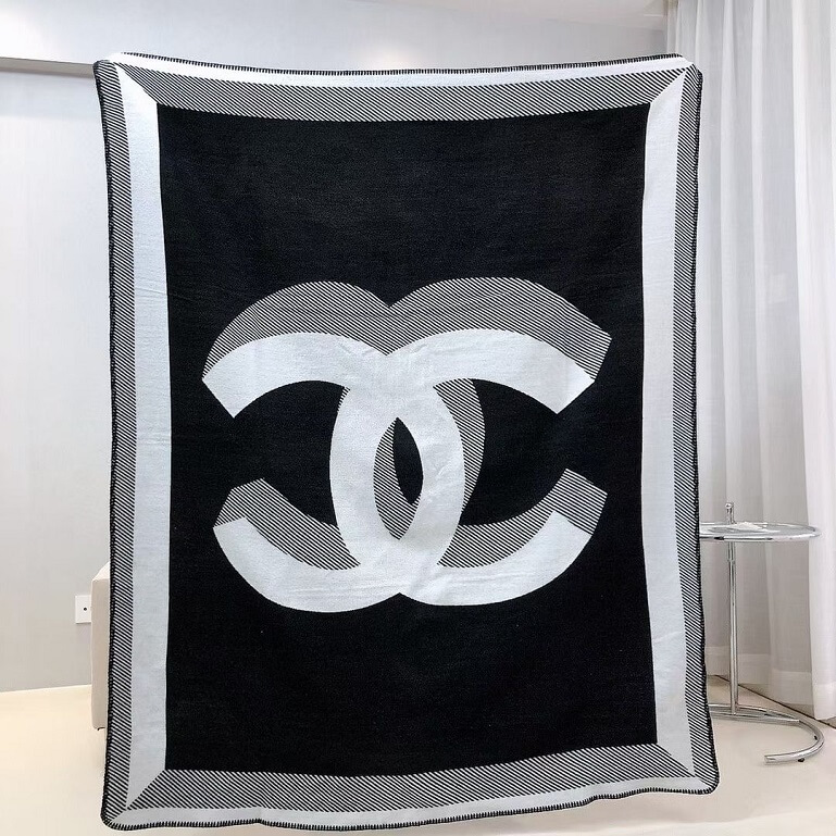 Chanel logo throw blanket|chanel blanket black|luxurythrowblanket