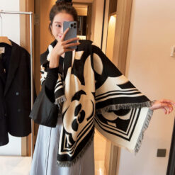 chanel shawl black and white